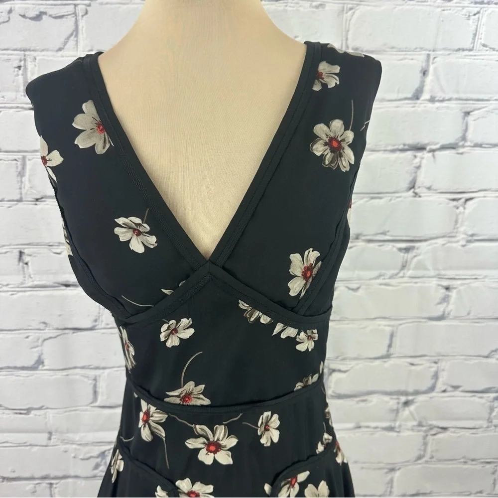 Zac Posen Womens Floral Chiffon Layered VNeck Dress Black Size 0 Sleeveless - Picture 9 of 15